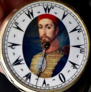RARE antique silver Ottoman Pasha officers award watch&fob.Abdulmecid on dial