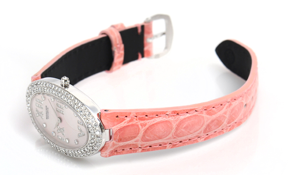 Used Watch Women Sarkar Oval two stitches quartz pink White gold Y0V