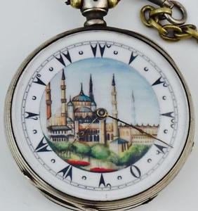 Amazing antique silver watch&chain fob for Ottoman market c1840's.Mosque  dial