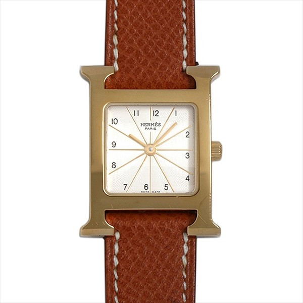 Used Watch Women HERMES H Watch HH1.201 Quartz Silver Gold plate V8R