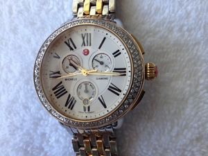 Authentic Michele Serein Diamond Two Tone Gold Ladies Watch