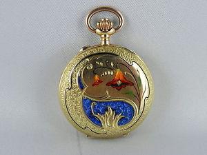 GOLD 585 EMAILLE SAVONETTE  K. SERKISOFF CONSTANTINOPLE