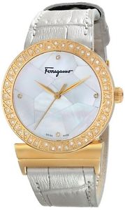 Ferragamo Women's FG2150014 GRANDE MAISON Gold DIAMOND MOP Silver Leather Watch