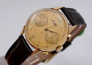 VINTAGE CHRONOGRAPH MINERVA 18K GOLD FAMOUS 13-20 CH CALIBER ORIGINAL DIAL 1940'