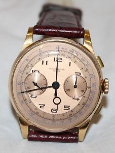 Vintage Suisse Chronographe 18K Gold Men's Manual Wind Pilot Wristwatch