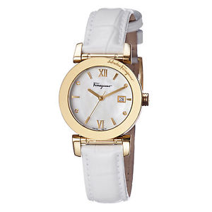 Ferragamo Women's FP1990014 Salvatore Diamond Gold IP MOP Dial Leather Watch