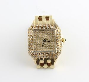 Ladies 1.25cts Diamond Swiss 14k Yellow Gold Italy Quartz Panther Bracelet Watch