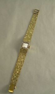 Antique Hamilton 14k gold & diamond ladies wristwatch w/gold strap