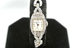 Harvel Platinum,14kt White Gold, Diamond Winder Vintage Ladies Womens Watch