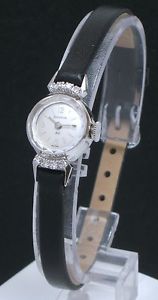 DELIGHTFUL SOLID 14CT 14K WHITE GOLD DIAMOND BULOVA LADIES COCKTAIL WATCH C1965