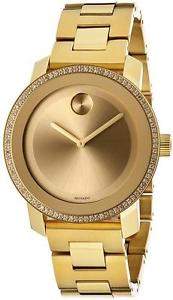 Movado Bold Diamond Gold Ion Ladies Watch 3600150