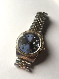 Da uomo Rolex bicolore 18K Oro Giallo/Acciaio Inox Datejust Diamante Blu 16013