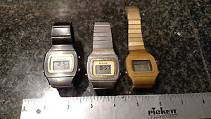 3 RARE Microma Blade Runner Watches, WORKING - Black, Silver, Gold! some tlc