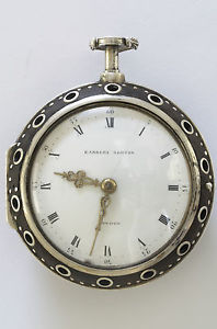 PRISTINE QUARTER REPEATER VERGE FUSEE SILVER PAIR CASE ANTIQUE POCKET WATCH
