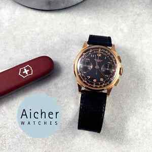 1950 Vintage Rose Gold 18kt Chronographe Suisse Watch Chronograph Landeron Men´s