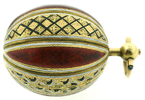 Verge Extremely rare and very fine, highly decorative 18k gold enamel fob watch