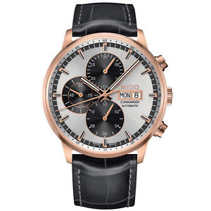 Mido Commander II Silver Dial Rose Gold PVD Steel Mens Watch M016.414.36.031.59