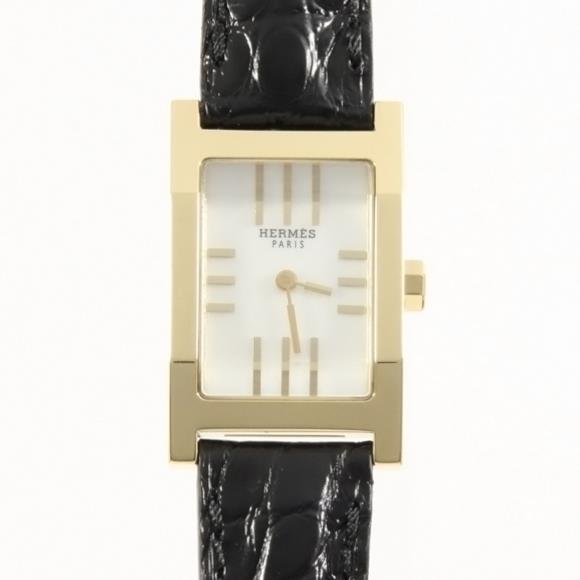 Used[B] Watch Hermes TA1.285 Tandem YG Quartz White Shell Black V8F