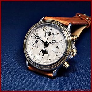 MAURICE LACROIX 18K & STEEL REF. 02981 MOONPHASE CHRONOGRAPH COMPLETE CALENDAR