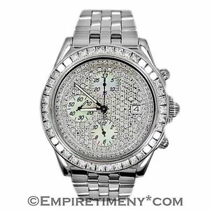 Breitling Windrider Viento cruzado A13355 5 quilates diamante Esfera y engaste
