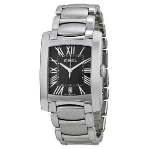 Ebel Brasilia Black Dial Stainless Steel Mens Watch 1215599
