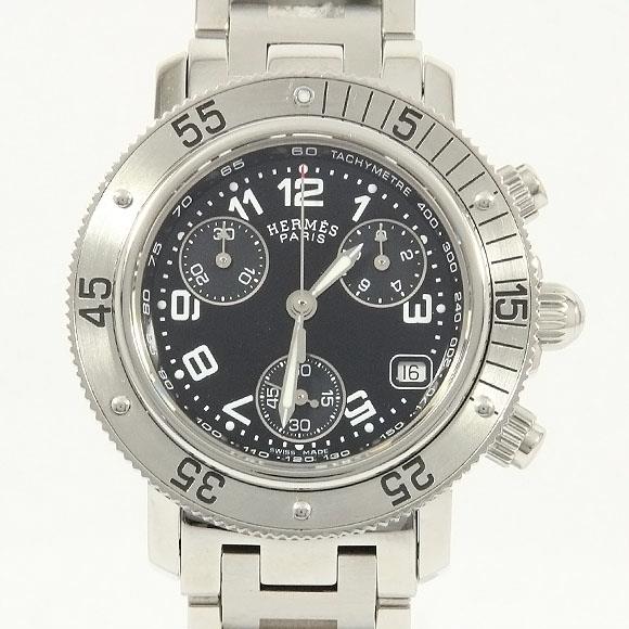 Used[C] Watch Hermes CL2.310 Clipper Diver Chronograph Quartz Black Arabic W8J
