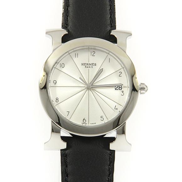 Used[B] Watch Hermes HR1.510 H watch Rondo Quartz Silver Arabic Black L7N