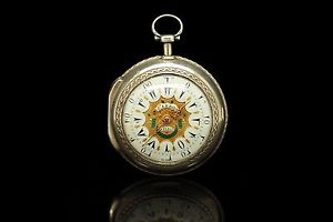 ANTIQUE   ENAMEL J. LEROY PRIOR  AMAZING BIG OTTOMAN FACE POCKET WATCHES