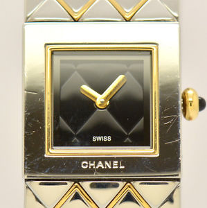 Auth CHANEL MATELLASSEE 18K Yellow Gold & Stainless Steel Women's Watch #3183
