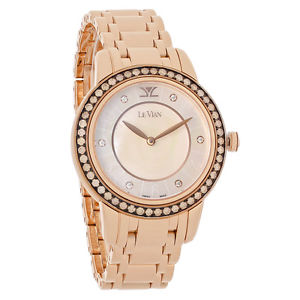 Levian Ladies Chocolate Hero Diamonds Rose Gold Tone Swiss Quartz Watch ZELA 42