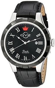 GV2 by Gevril Men's 9503 Scacchi Automatic Self Wind Black Leather Date Watch