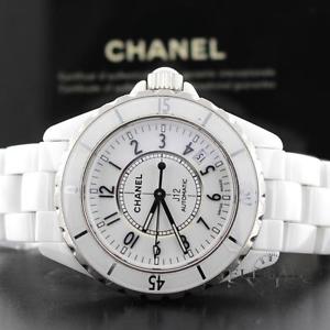 Chanel J12 White Ceramic 38MM Midsize Ladies Watch H0970 w/papers