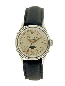 Movado Vintage Stainless Steel Triple Calendar & Moonphase Waterproof Wristwa...