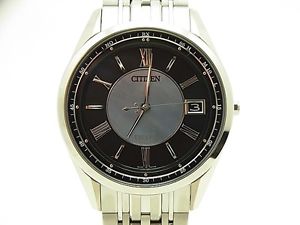 Used[A] Watch Men CITIZEN AS7080-54E radio clock Shell / Black TI Q7Z