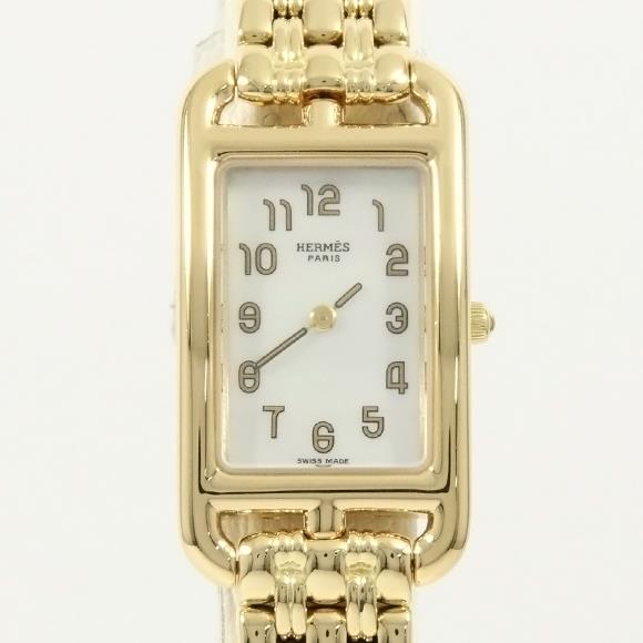 Used[B] Watch Hermes NA1.285 Nantucket YG Quartz White Shell Arabic F8E