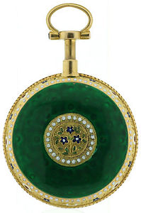 Extraordinary Knock repeater guiloche Enamel solid 20k gold pocket watch