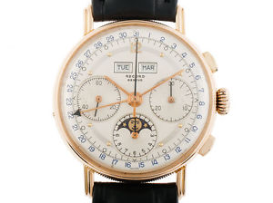 Record Geneve Chronograph Vollkalender Mondphase Roségold Handaufzug Valjoux 88