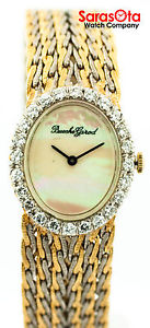 Bueche Girod 9801 MOP Dial Diamond Bezel Two Tone 18K Gold Quartz Women's Watch