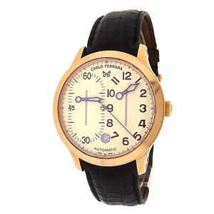 Carlo Ferrara Regulator 18K Yellow Gold Black Leather Beige Men's Watch
