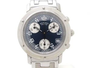 Used[A] Watch HERMES Clipper Chrono CL1.310 Quartz blue SS G6B