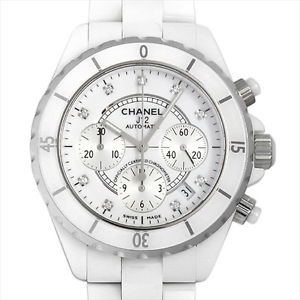 Used Watch Men CHANEL J12 white ceramic chronograph 9P diamond H2009 white K9Q