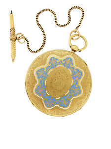 Czapek i Spolka 18k Yellow gold and enamel Open Face Pocket Watch