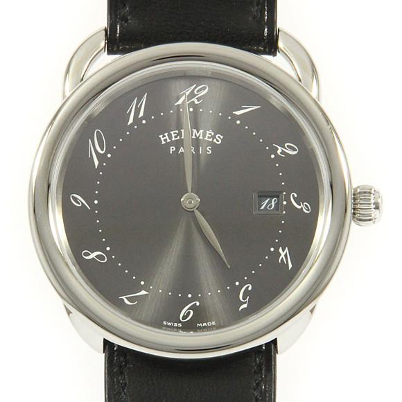 Used[B] Watch Hermes AR5.710 Aruso Quartz Grey Arabic Black O7R