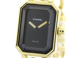 Polished CHANEL Premiere Size L 18K Gold Quartz Ladies Watch H0003 (BF101585)