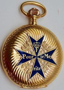 Historic WWI German pilot's award Glashutte CHRONOMETER gold&enamel pocket watch