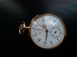 J.J.Badollet CHRONOGRAPH Pocket Watch 18k Gold