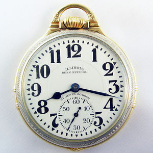 ILLINOIS BUNN SPECIAL 161 ELINVAR 21 JEWEL BEAUTIFUL 2-TONE MODEL 206 CASE WATCH