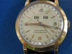 Rare 18K Gold MOVADO Calendomatic Automatic Watch with Day & Date & Month