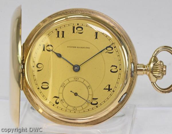 Taschenuhr Uhr System Glashütte um 1910 3 Deckel Herren in aus 585 Gold