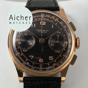 1950 Vintage Rose Gold 18kt Chronographe Suisse Watch Chronograph Landeron Men´s